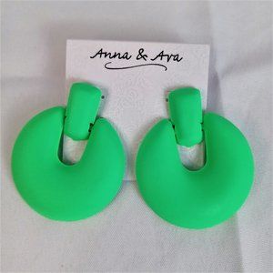 Ava and Anna Retro Neon Green Earrings NWT